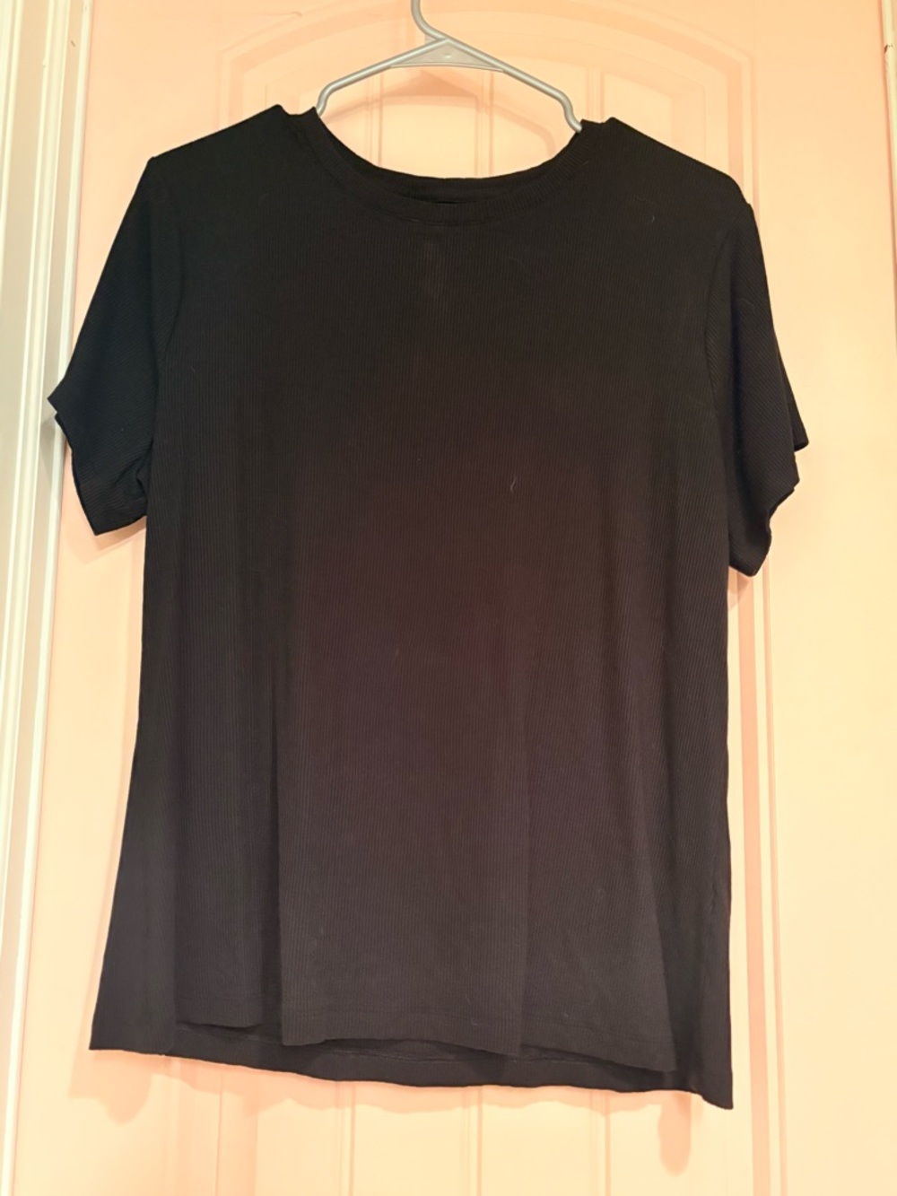 Soft Spun Ribbed Black Tee XXL Short Sleeve Stretch Basic Top